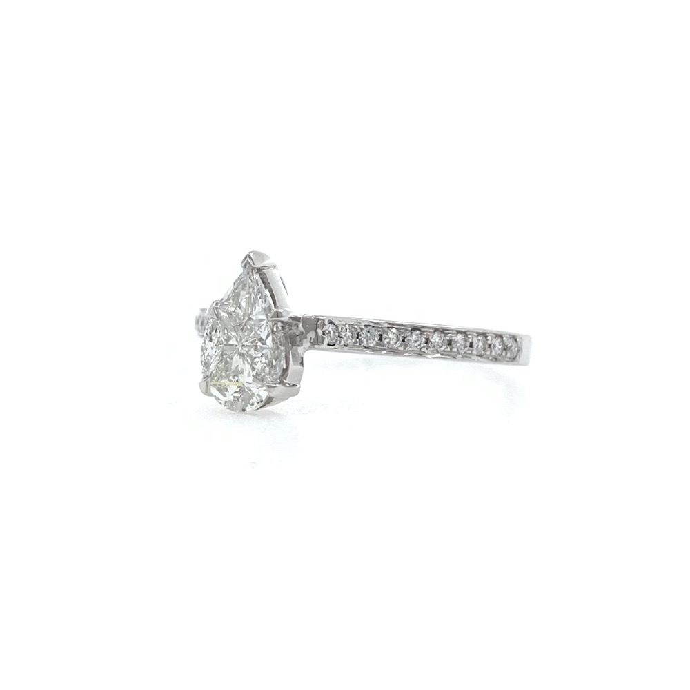 Pear shaped solitaire diamond ring for engagement in 18k white gold - vvs/vs fg - 2.510 grams - 0lr38 - Image 4