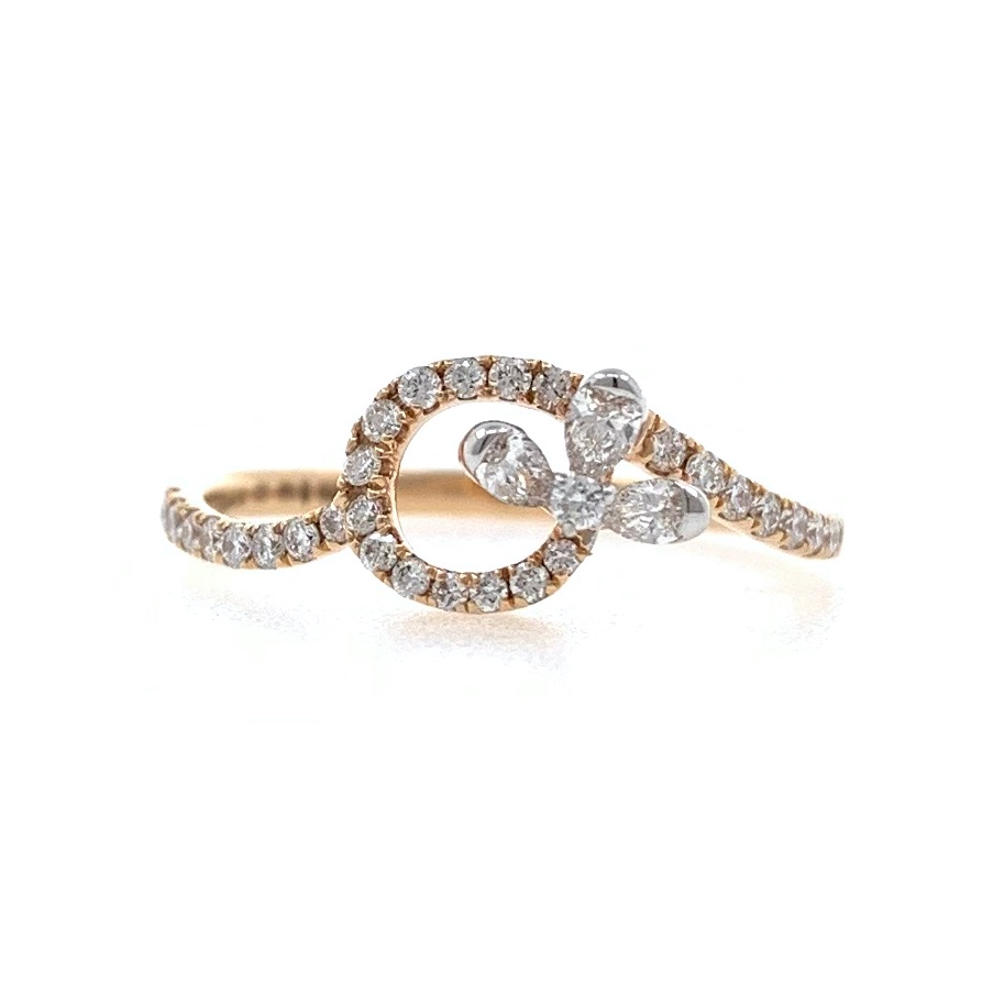 Jolie Diamond Ring for Everyday Wear with Pear & Round Diamonds in 18k Rose Gold - VVS EF - 0.30 carats - 1.640 grams - 0LR35