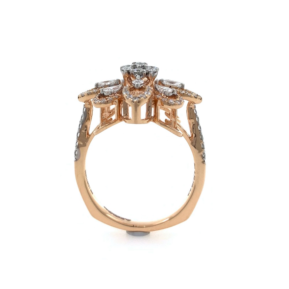 Delicately Designed Flower Ring with Fancy Shaped Design for Party Wear in 18k Rose Gold - 0.83 carats - 6.100 grams - 0LR28 - Image 5
