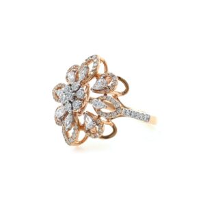Delicately Designed Flower Ring with Fancy Shaped Design for Party Wear in 18k Rose Gold - 0.83 carats - 6.100 grams - 0LR28