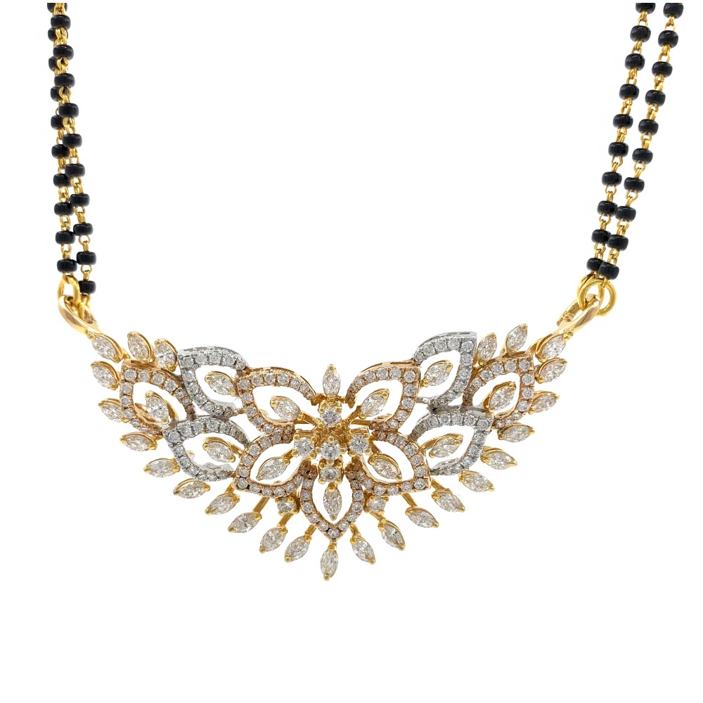 Etourdissante Tanmaniya with Floral Design in the Centre using Fancy Shaped Diamonds in 18k Three Tone Gold - 2.38 carats - 11.040 grams - 8DHP28