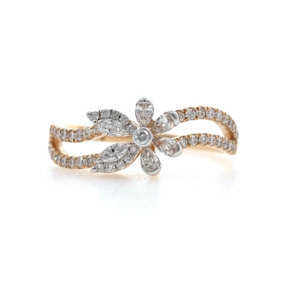 Flower & Petal Design Diamond Ring for Ladies in 18k Rose Gold 0LR24 - Image 2