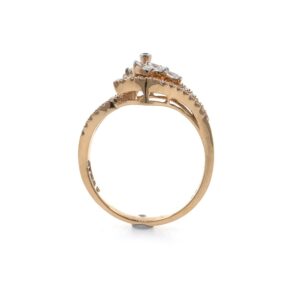 Divan Flower & Leaf Pattern Diamond Ladies Ring in 18k Rose Gold 0LR23