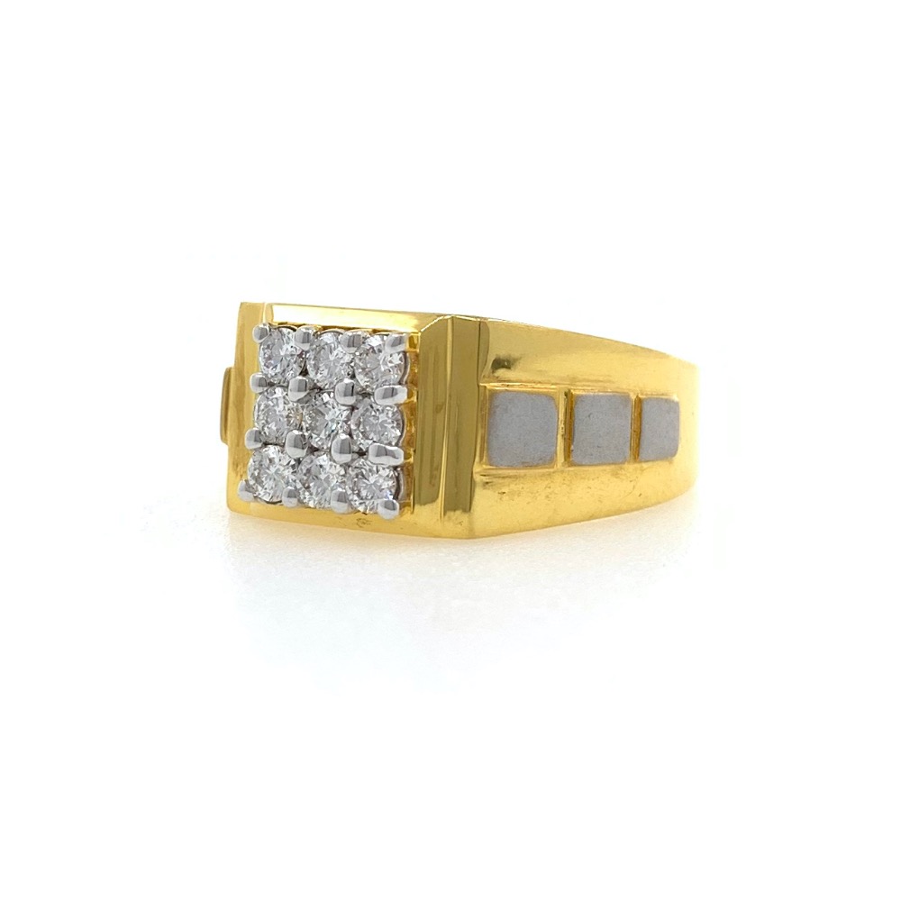 9 diamond with 3 squares gents ring in 18k yellow gold 0gr2 - Image 4
