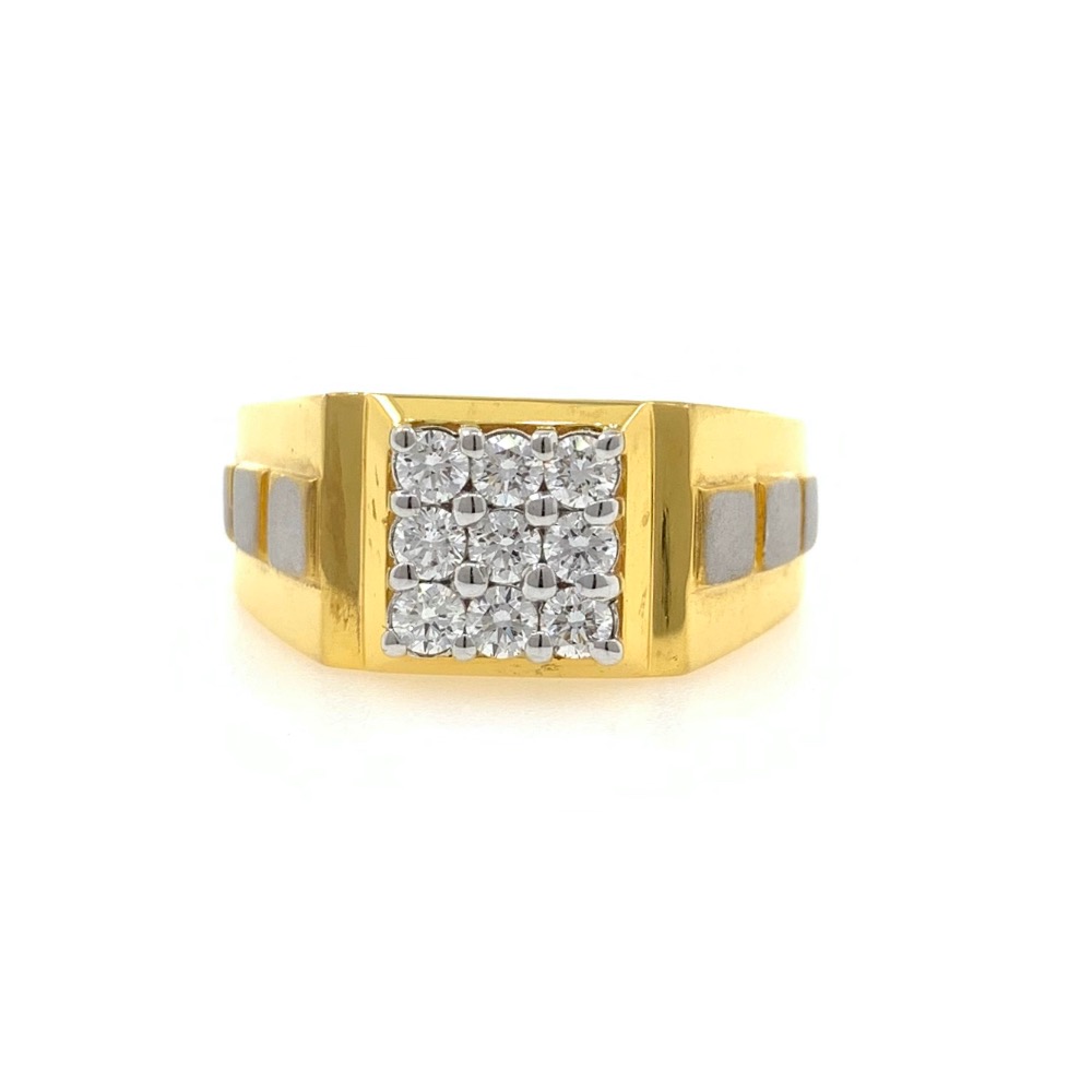 9 diamond with 3 squares gents ring in 18k yellow gold 0gr2 - Image 2