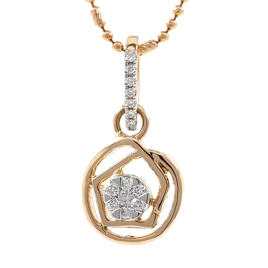 Circle and hexagon design diamond pendant in 18k rose gold 9SHP54 - Image 2
