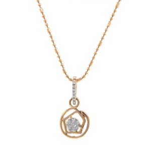 Circle and hexagon design diamond pendant in 18k rose gold 9SHP54