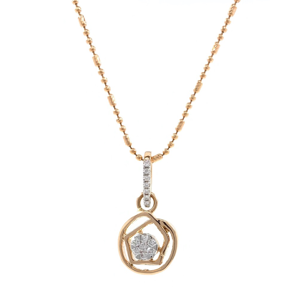 Circle and hexagon design diamond pendant in 18k rose gold 9SHP54