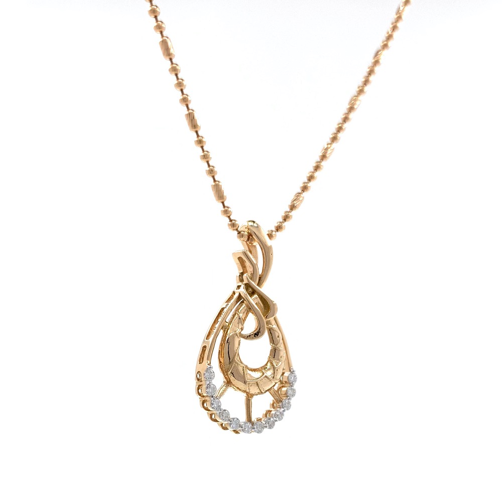 mignonne Tear Drop Diamond Pendant in 18k rose Gold 9SHP39 - Image 4