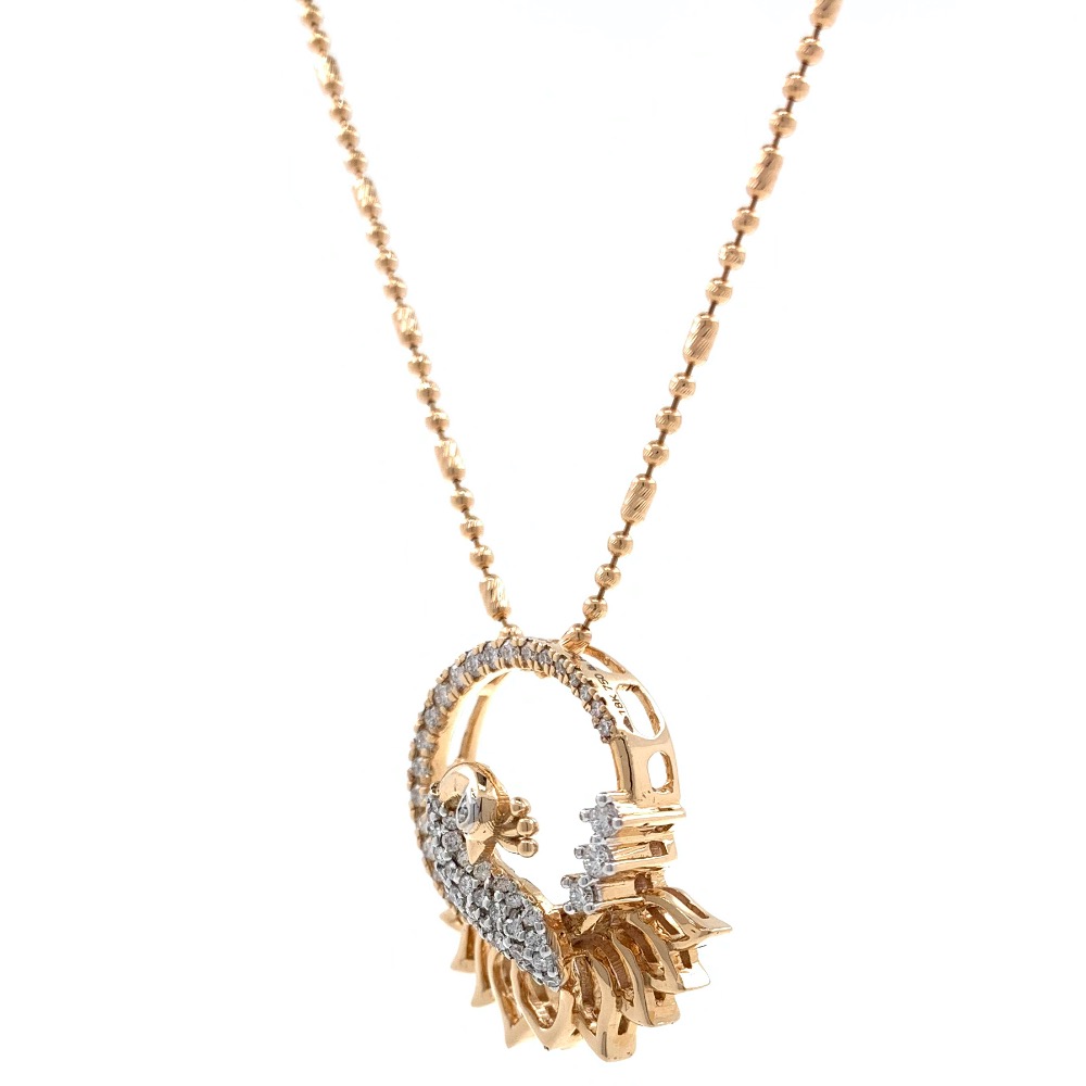 Peacock Design Diamond Pendant in 18k Rose Gold 9SHP28 - Image 3