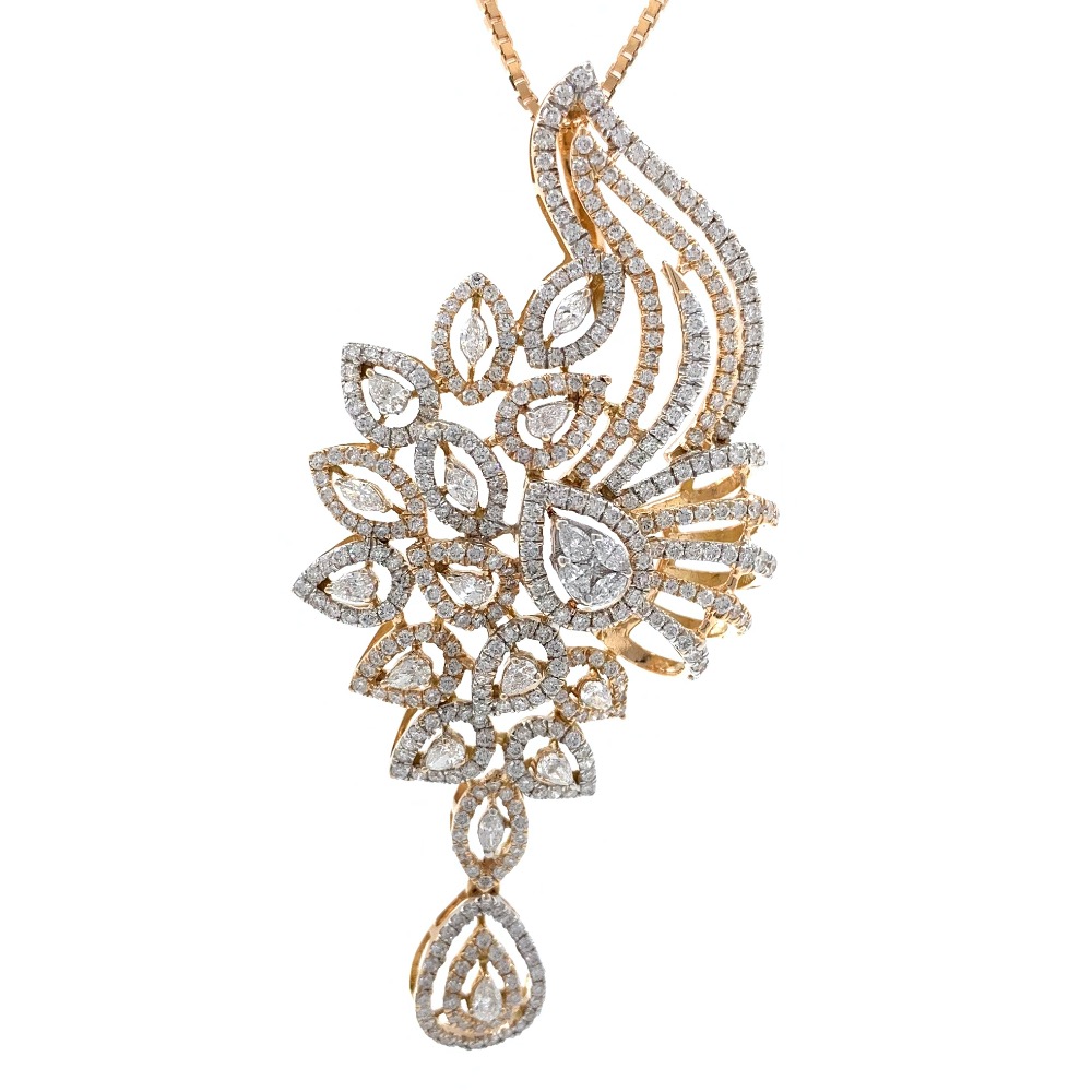 Suspendisse diamond pendant with drop in 18k rose gold 9shp26 - Image 2