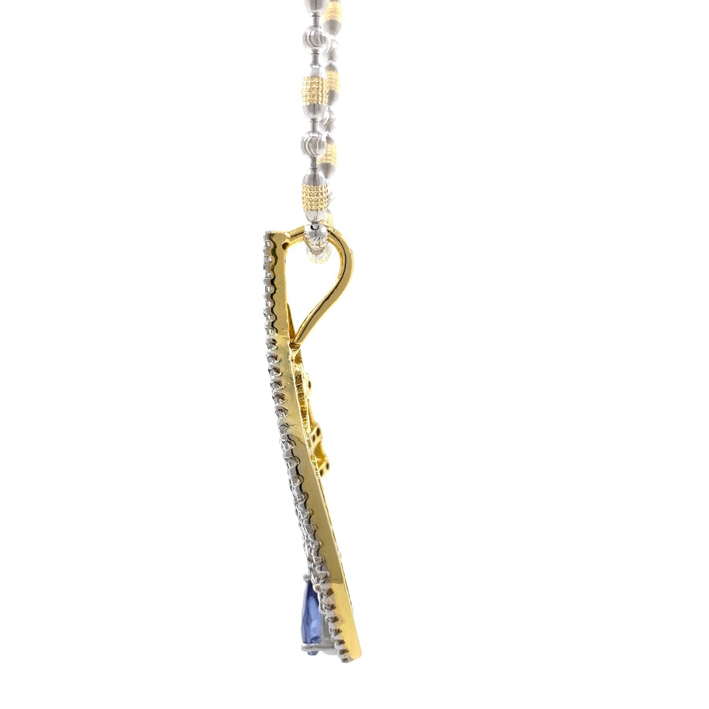 Blue Stone Diamond Pendant in 14k Yellow Gold 9SHP25 - Image 5