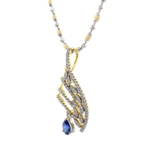Blue Stone Diamond Pendant in 14k Yellow Gold 9SHP25