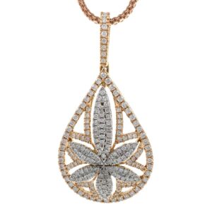 Six Petal Flower & Drop diamond pendant in 18k rose gold 9SHP15