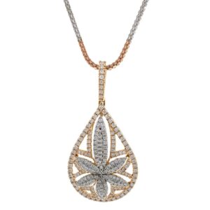 Six Petal Flower & Drop diamond pendant in 18k rose gold 9SHP15