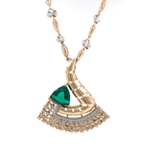 Triangular Green Stone Diamond Pendant in 18k rose gold 9SHP12