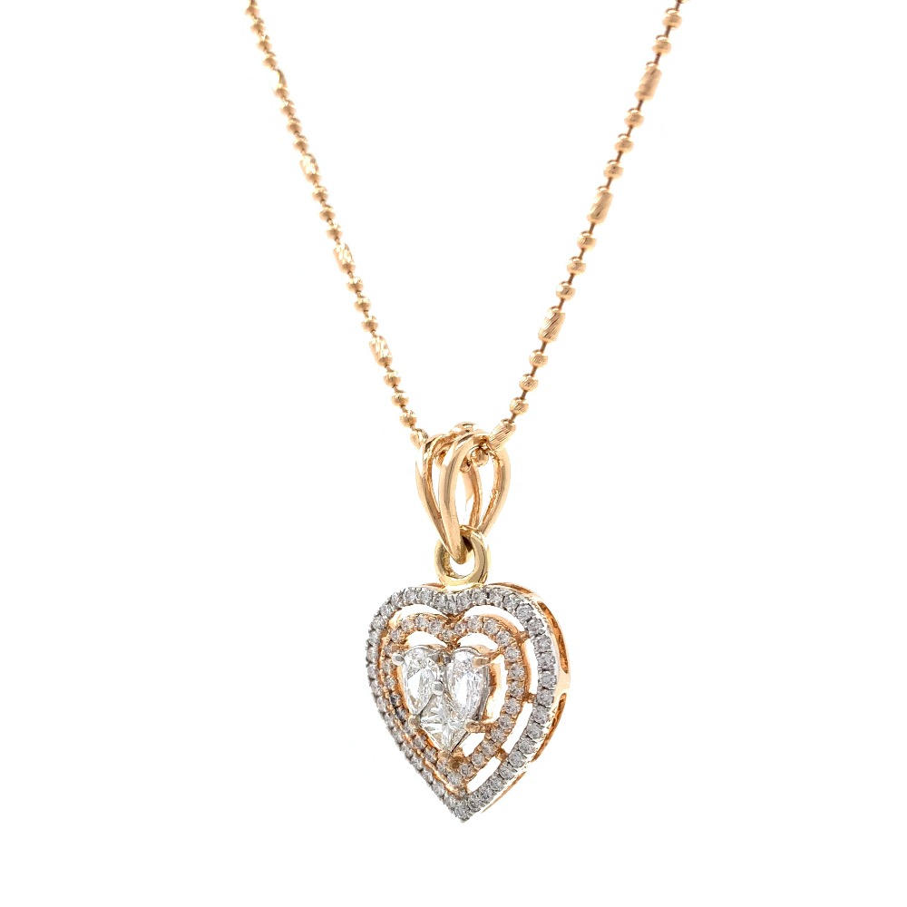 Heart Shaped Diamond Pendant in 18k Rose Gold 9SHP10 - Image 3