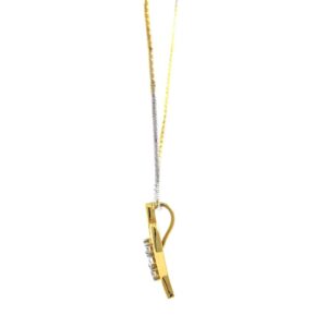 Delicate Three Diamond Curve Pendant In 18k Yellow Gold 9SHP7