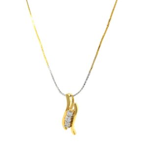 Delicate Three Diamond Curve Pendant In 18k Yellow Gold 9SHP7