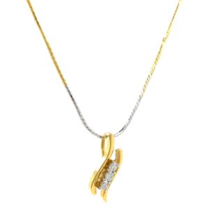 Delicate Three Diamond Curve Pendant In 18k Yellow Gold 9SHP7
