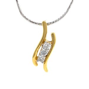 Delicate Three Diamond Curve Pendant In 18k Yellow Gold 9SHP7