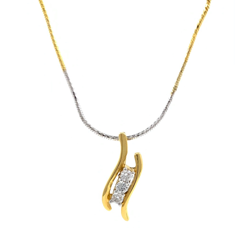 Delicate Three Diamond Curve Pendant In 18k Yellow Gold 9SHP7