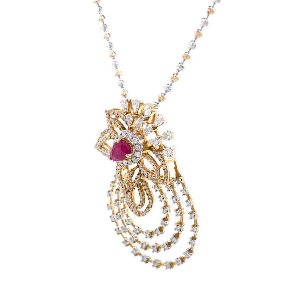 Incroyable Diamond Pendant with Red Colour Stone in Rose Gold 8SHP36 - Image 4