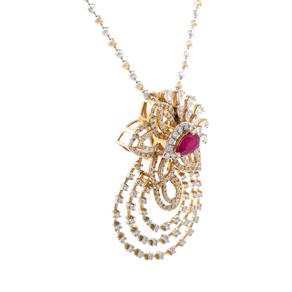 Incroyable Diamond Pendant with Red Colour Stone in Rose Gold 8SHP36 - Image 3