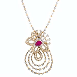 Incroyable Diamond Pendant with Red Colour Stone in Rose Gold 8SHP36