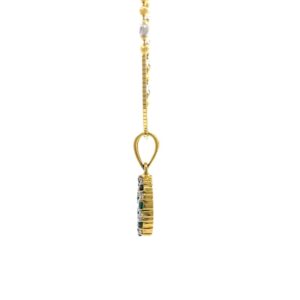 Green Coloured Stone & Diamond Pendant in Yellow Gold 8SHP14