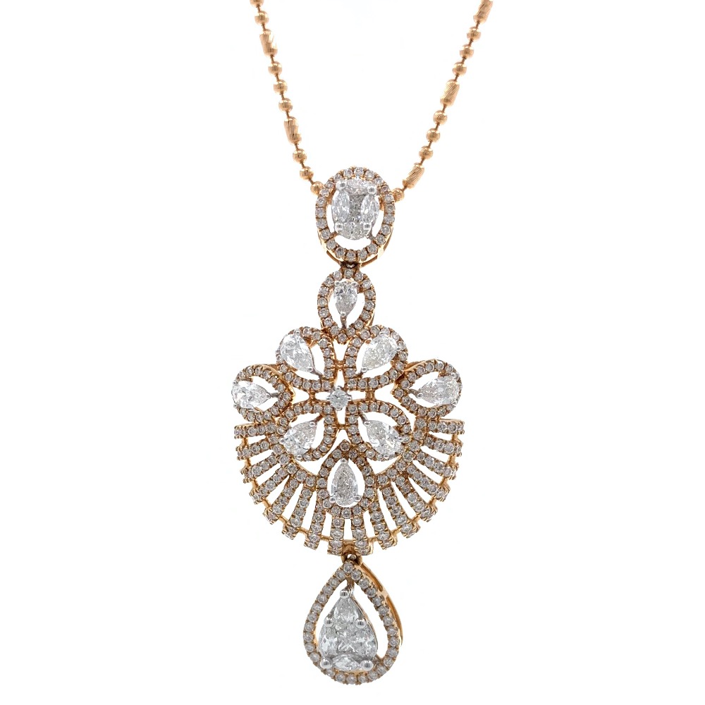 Giovanea Pressure Set Diamond Pendant in Rose Gold 7SHP11