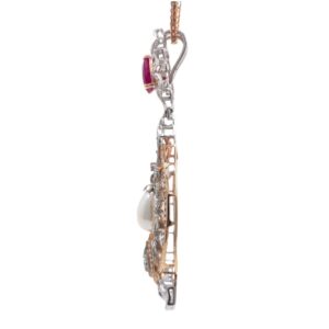 Bonita Diamond Pendant with Red Stone & Pear 7SHP9