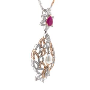 Bonita Diamond Pendant with Red Stone & Pear 7SHP9