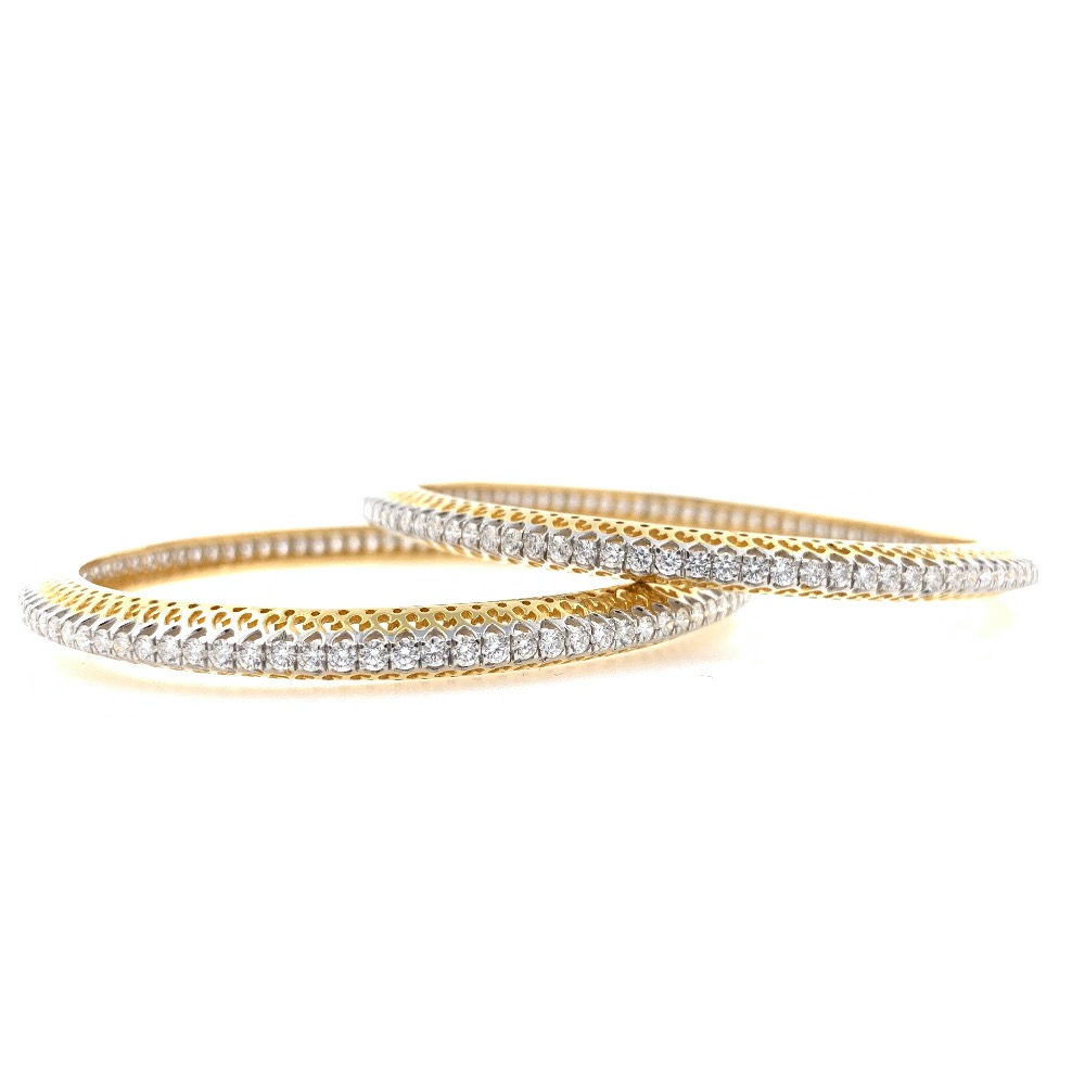 Single Line Classic Diamond Bangle in Yellow Gold 7BNG19 - Image 2