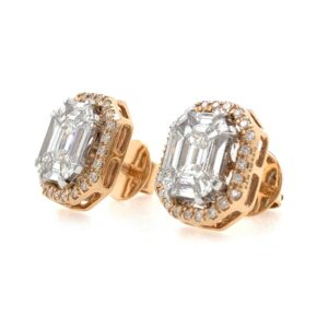 Bonita diamond emerald cut studs 9top136
