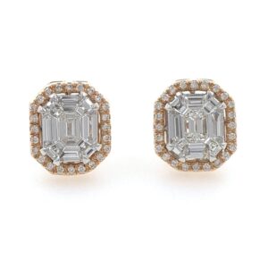 Bonita diamond emerald cut studs 9top136