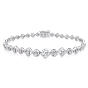 Square & Round Design diamond Tennis Bracelet in White Gold 9BRC37