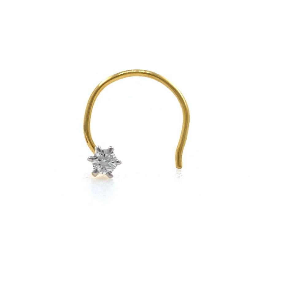 18kt / 750 yellow gold classic single 0.05 cts diamond nose pin 9np131