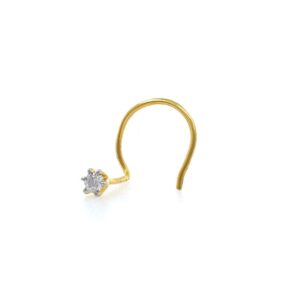 18kt / 750 yellow gold classic single 0.02 cts diamond nose pin 9np129