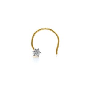 18kt / 750 yellow gold classic single 0.02 cts diamond nose pin 9np129