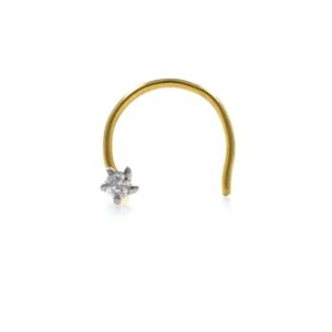 18kt / 750 yellow gold classic single 0.02 cts diamond nose pin 9np88