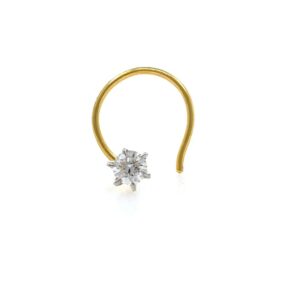 18kt / 750 Yellow Gold Classic Single 0.09 Cts Diamond Nose Pin 9np77