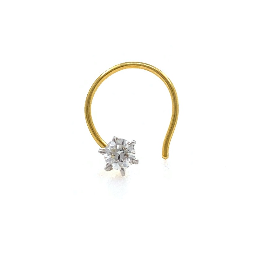 18kt / 750 Yellow Gold Classic Single 0.09 Cts Diamond Nose Pin 9np77