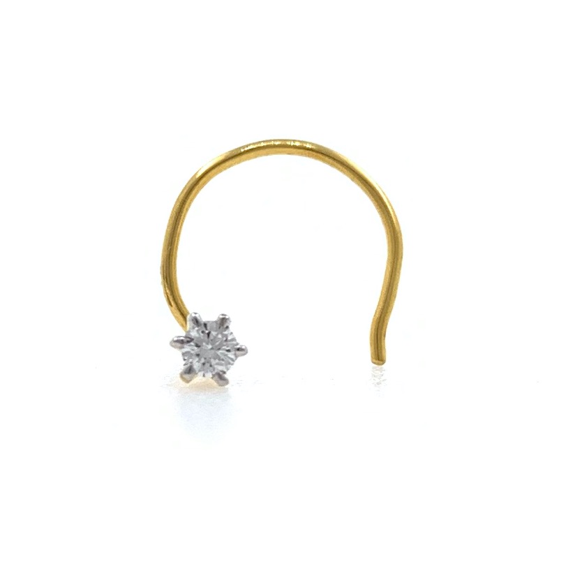 18kt / 750 yellow gold classic single 0.03 cts diamond nose pin 9NP62