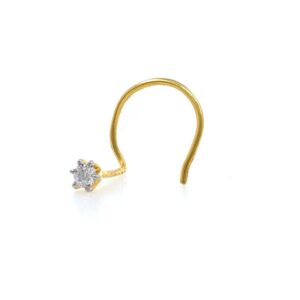 18kt / 750 yellow gold classic single 0.03 cts diamond nose pin 9np61