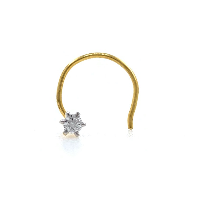 18kt / 750 yellow gold classic single 0.03 cts diamond nose pin 9np61