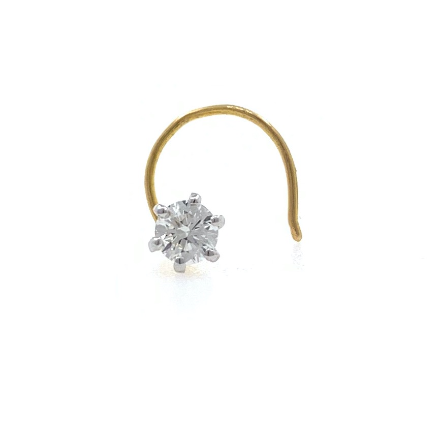 18kt / 750 yellow gold classic single 0.12 cts diamond nose pin 9NP46