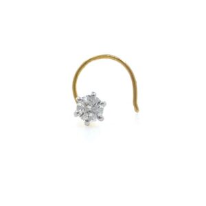 18kt / 750 yellow gold classic single 0.08 cts diamond nose pin 9NP34