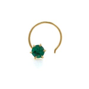 18kt / 750 Yellow Gold Classic Nose Pin In Emerald 8NP105