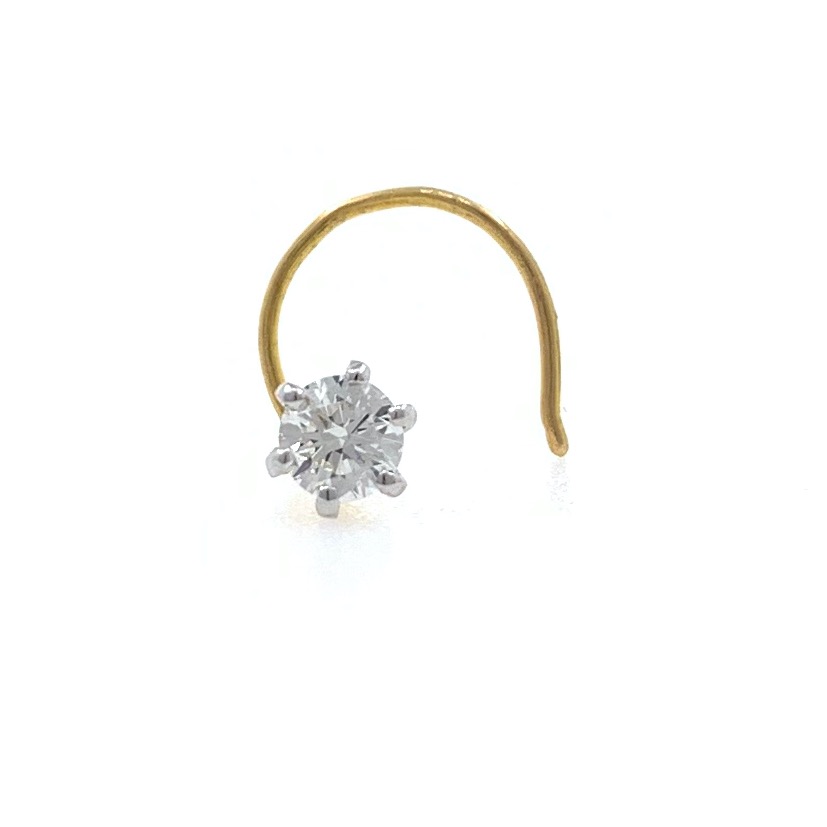18kt / 750 Yellow gold Classic Single 0.13 cts Diamond Nose pin 6NP76